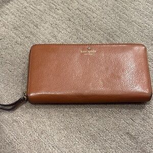 Kate Spade Tan Leather Zip Wallet